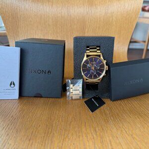 Nixon Sentry Chorno Gold Blue Sunray A386 New With Tags
